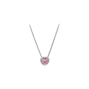 Silver Pink Dreamy Heart Necklace