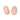 Pair of pink earrings with gold accents on a white background