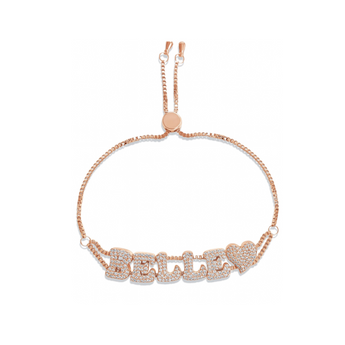 Rose Gold Icy Custom Name Bracelet personalised waterproof tarnish-free jewellery - Binky Belle
