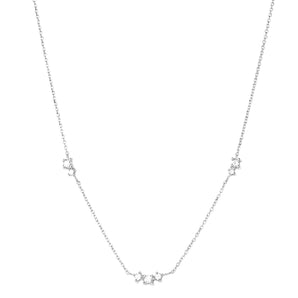 Silver Dainty Triple Crystal Necklace