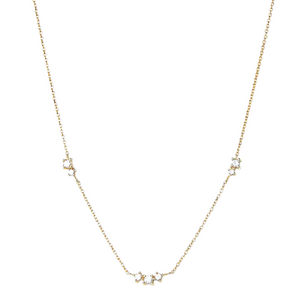 Gold Dainty Triple Crystal Necklace