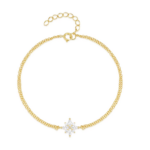 Gold Double Chain Flower Bracelet