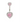 A pink heart-shaped belly ring adorned with sparkling diamonds, showcasing a delicate and elegant design.