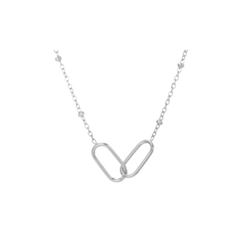 Silver necklace with a unique heart-shaped pendant on a white background