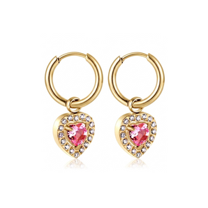 Gold Pink Chic Heart Huggies
