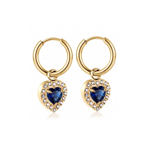 Gold Navy Chic Heart Huggies
