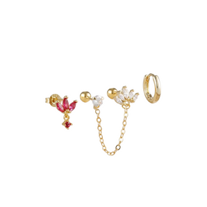 Gold Pink Chain and Hoop Set - Binky Belle waterproof, tarnish-resistant jewellery jewelry with a durable finish, designed for stylish everyday wear.
