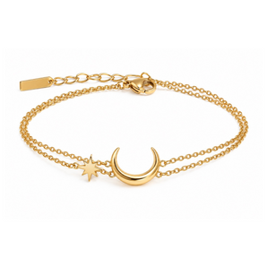 Gold Cosmic Star and Moon Bracelet