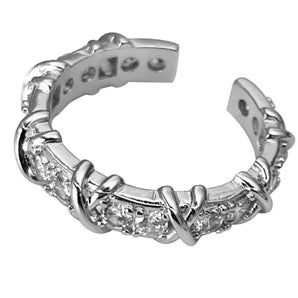 Silver X Adjustable Ring