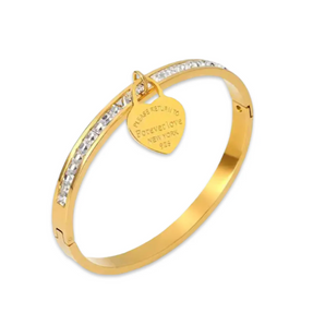 Gold Forever Love Crystal Bangle