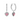 A pair of silver huggie earrings with pink heart pendants and embellishments