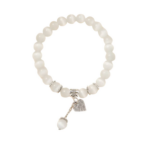 Silver Pearl and Heart Bracelet