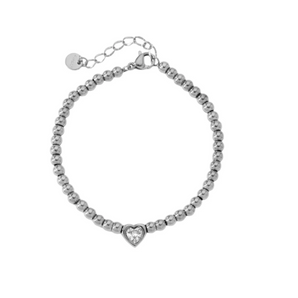 Silver Unmatched Crystal Heart Bracelet