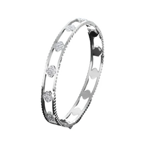 Bracciale rigido con trifoglio riempito d'argento