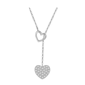 Silver Dainty Double Heart Victoria Necklace