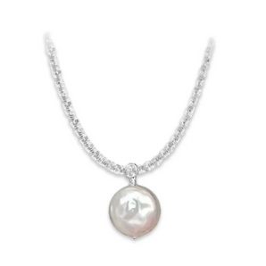 Collana di perle cromate in argento