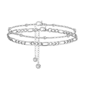 Silver Two Layered Anklet