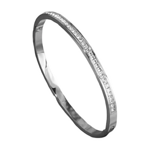 Silver Crystal Waterfall Bangle