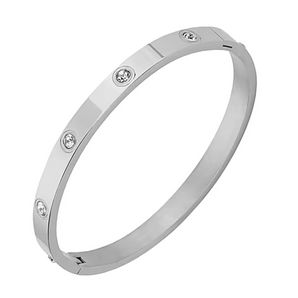 Silver Circular Diamond Bangle