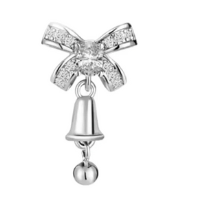 Silver Bow and Bell Stud