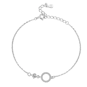 Silver Dainty Crystal Ring Bracelet