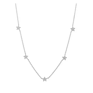 Silver Dainty 5 Star Necklace