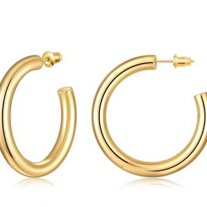 Gold Elegant Large Classic Hoops