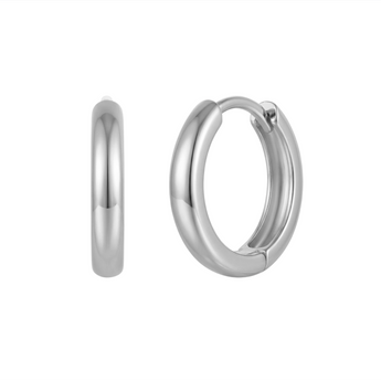 Silver hoop earrings on a white background