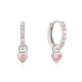 Silver Baby Pink Luxe Heart Huggies waterproof tarnish-free jewellery - Binky Belle