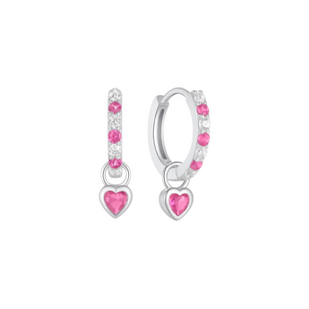 Silver Baby Pink Luxe Heart Huggies waterproof tarnish-free jewellery - Binky Belle