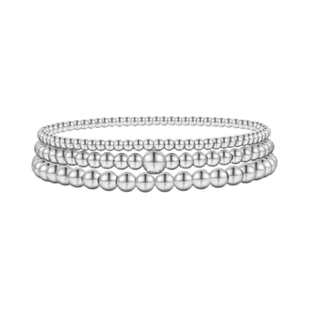 Silver Beaded Bracelet Trio Bracelet waterproof tarnish-free jewellery - Binky Belle