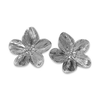 Silver Big Flower Studs Earrings waterproof tarnish-free jewellery - Binky Belle