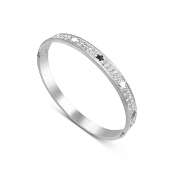 Silver Black Star Bangle Bracelet waterproof tarnish-free jewellery - Binky Belle