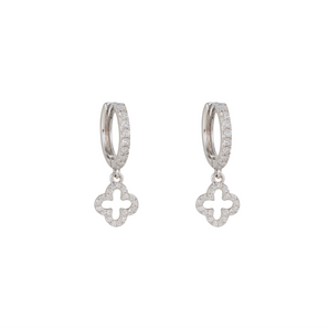 Silver Clover Huggies Earrings waterproof tarnish-free jewellery - Binky Belle