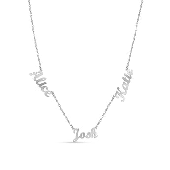 Silver Custom 3 Name Necklace personalised waterproof tarnish-free jewellery - Binky Belle