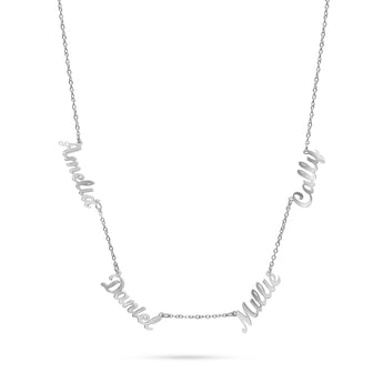 Silver Custom 4 Name Necklace personalised waterproof tarnish-free jewellery - Binky Belle