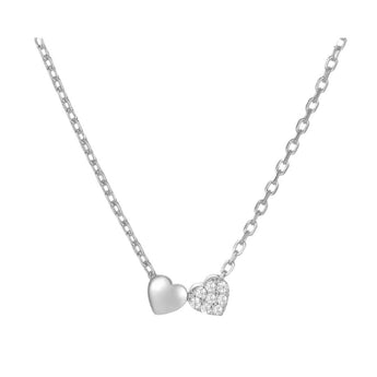Silver Dainty Tiny Heart Duo Necklace Necklace waterproof tarnish-free jewellery - Binky Belle