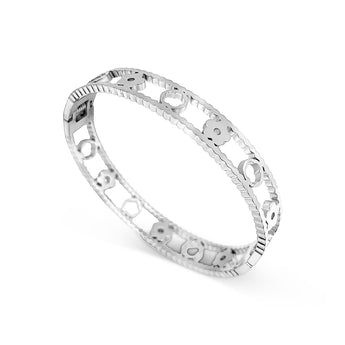 Silver Flower Outline Bangle Bracelet waterproof tarnish-free jewellery - Binky Belle