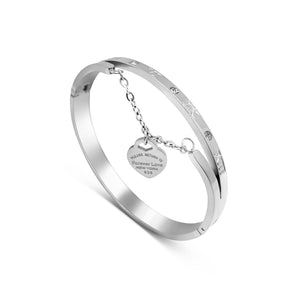 Silver Forever Love Roman Bangle Bracelet waterproof tarnish-free jewellery - Binky Belle