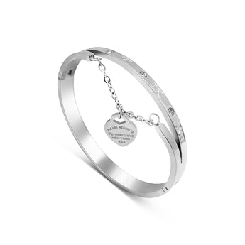 Silver Forever Love Roman Bangle Bracelet waterproof tarnish-free jewellery - Binky Belle