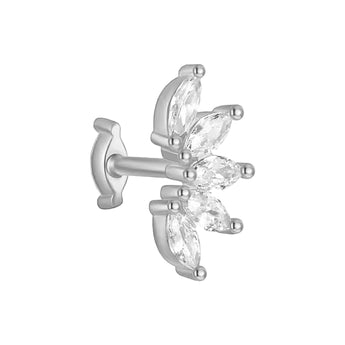 Silver Half Flower Helix Stud Earrings waterproof tarnish-free jewellery - Binky Belle