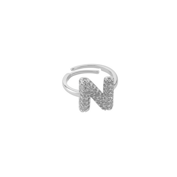 Silver Initial Balloon Adjustable Ring Rings personalised waterproof tarnish-free jewellery - Binky Belle