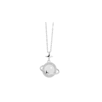 Silver Marble Planet Necklace Necklace waterproof tarnish-free jewellery - Binky Belle