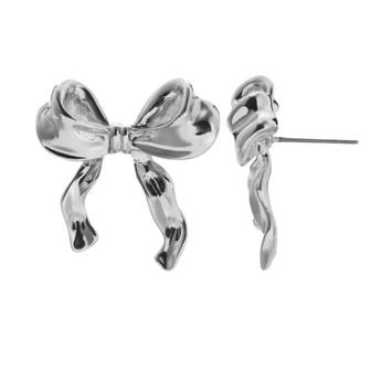Silver Medium Bow Studs Earrings waterproof tarnish-free jewellery - Binky Belle