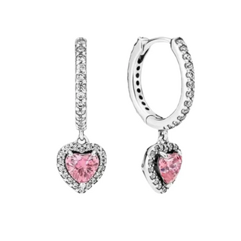 Silver Pink Dreamy Heart Huggies Earrings waterproof tarnish-free jewellery - Binky Belle