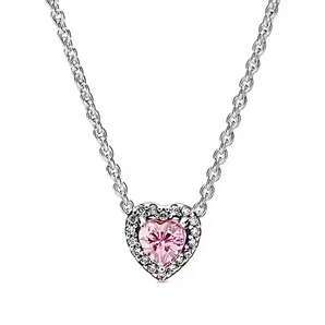 Silver Pink Dreamy Heart Necklace Necklace waterproof tarnish-free jewellery - Binky Belle
