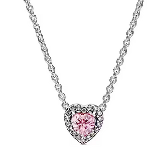 Silver Pink Dreamy Heart Necklace Necklace waterproof tarnish-free jewellery - Binky Belle