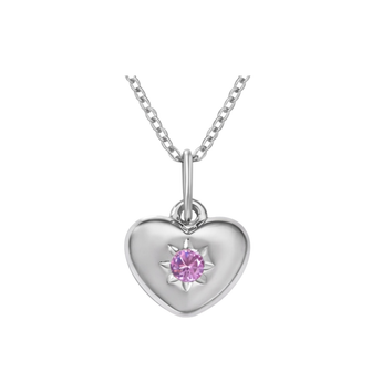 Silver Pink Heart Pendant Necklace Necklace waterproof tarnish-free jewellery - Binky Belle