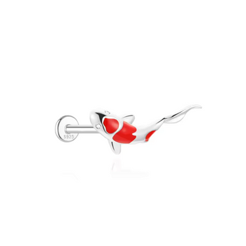 Silver Red Fish Stud Earrings waterproof tarnish-free jewellery - Binky Belle