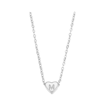 Silver Small Initial Heart Necklace Necklace waterproof tarnish-free jewellery - Binky Belle